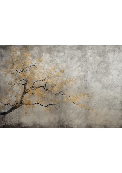 Sonbahar Temalı Ağaç Desenli Duvar Kağıdı -Isı ve Ses Yalıtımı Yırtılmaz