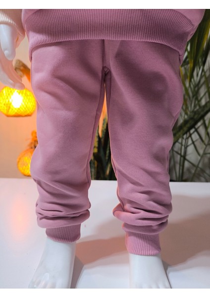 Kız Çocuk Peluş Detaylı Kabartmalı Kalın Takım Cepli %100 Pamuk