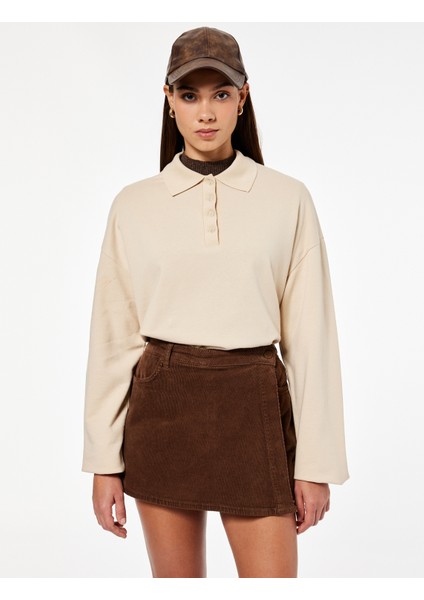 Cep Detaylı Düğmeli Kadife Mini Şort Etek fiyatları