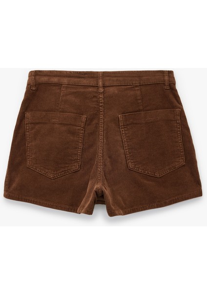 Cep Detaylı Düğmeli Kadife Mini Şort Etek fırsatları