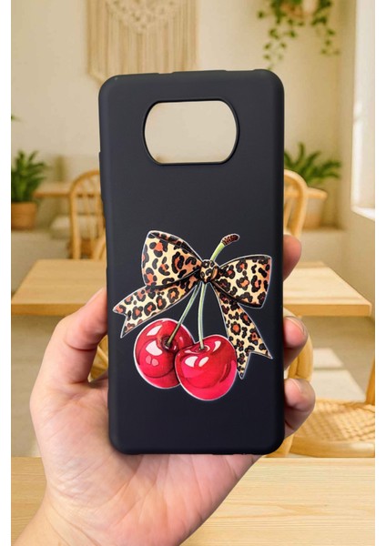 Poco X3 ve X3 Pro Uyumlu Kiraz Leopar Fiyonk Desenli Silikon Darbe Emici Rubber Kılıf fiyatları