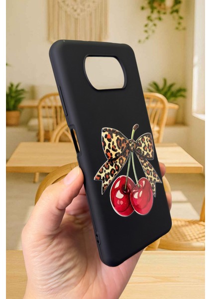 Poco X3 ve X3 Pro Uyumlu Kiraz Leopar Fiyonk Desenli Silikon Darbe Emici Rubber Kılıf modelleri