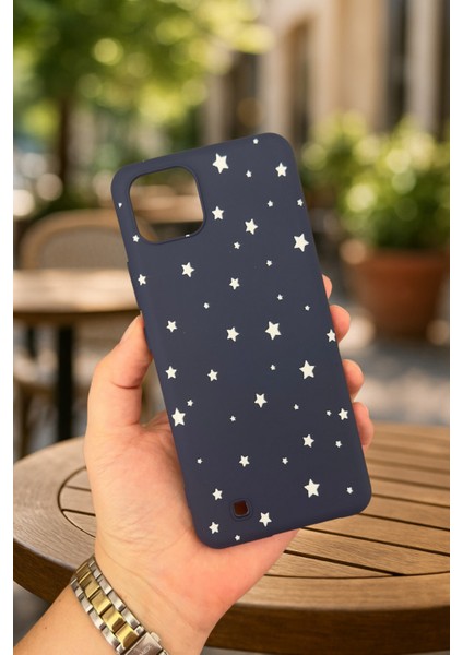 Realme C11 - Minimal Yıldız Desenli Silikon Darbe Emici Klasik Korumalı Rubber Kılıf