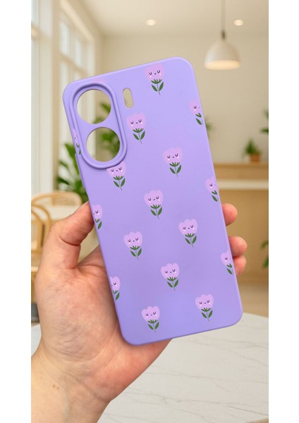 Redmi 13C-MİNİ Lale Desenli Lansman Kamera Korumalı Yumuşak Silikon Rubber Kılıf