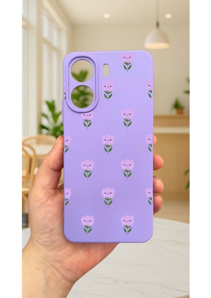 Redmi 13C-MİNİ Lale Desenli Lansman Kamera Korumalı Yumuşak Silikon Rubber Kılıf fiyatları