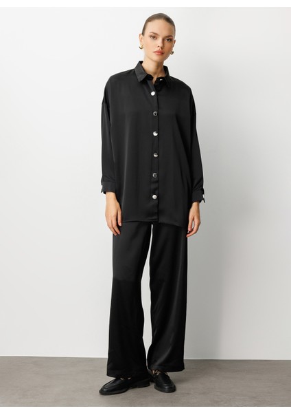 Klasik Yaka Düz Siyah Kadın Tunik M1MZ1030210161