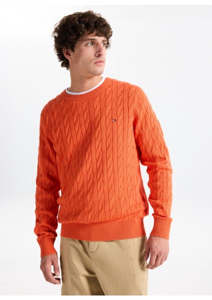 Bisiklet Yaka Normal Turuncu Erkek Kazak MW0MW33132SCX_CLASSIC Cotton Cable