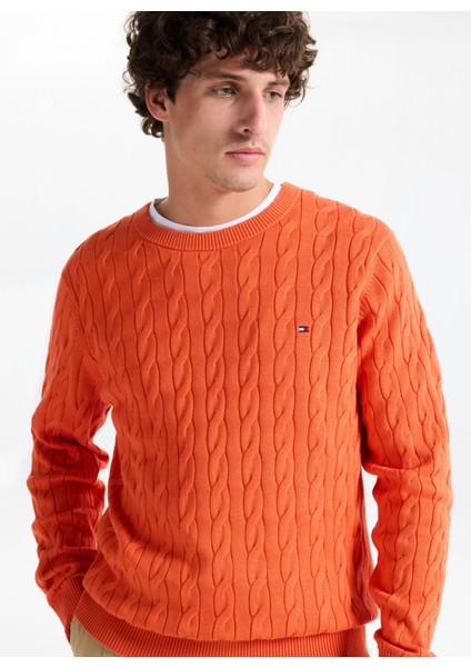 Bisiklet Yaka Normal Turuncu Erkek Kazak MW0MW33132SCX_CLASSIC Cotton Cable modelleri