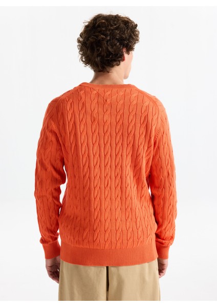 Bisiklet Yaka Normal Turuncu Erkek Kazak MW0MW33132SCX_CLASSIC Cotton Cable indirimleri