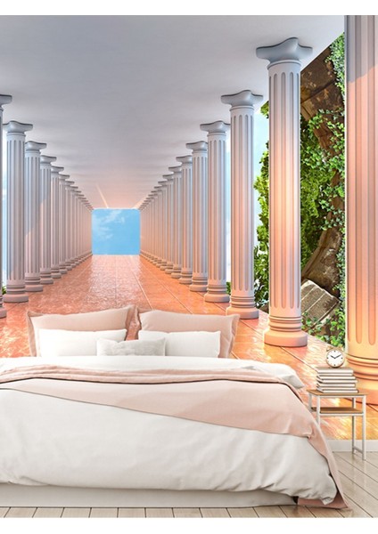 Çizgili Sütun Desenli Isı ve Ses Yalıtımlı Sağlıklı Tekstil Duvar Kağıdı fiyatları