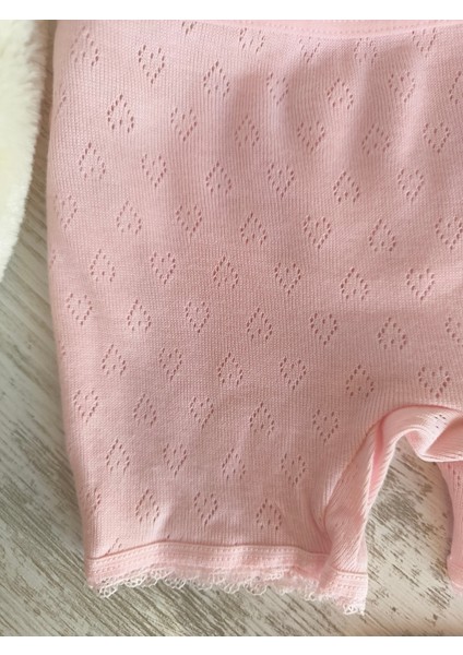Kız Çocuk 3'lü Boxer Jakarlı Dantelli Terletmez %100 Pamuk Pembe Beyaz Krem modelleri