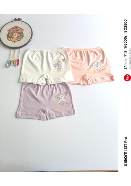 Kız Çocuk Pamuklu Iç Çamaşırı Boxer 3'lü indirimleri
