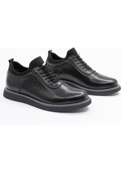 Erkek Siyah Nubuk Deri Kalın Tabanlı Günlük Ayakkabı