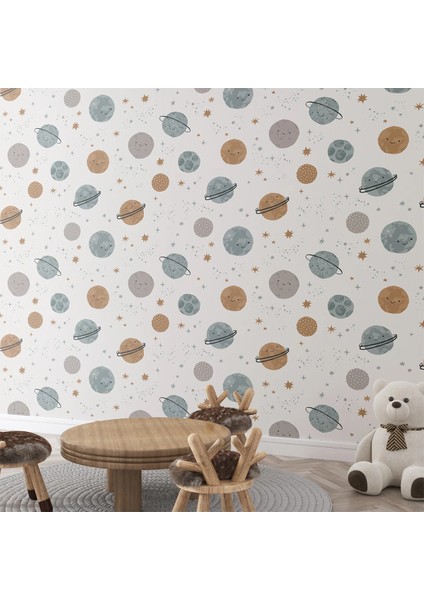 Gezegen Temalı Çocuk Odası Duvar Kağıdı -Isı ve Ses Yalıtımı Yırtılmaz fiyatları
