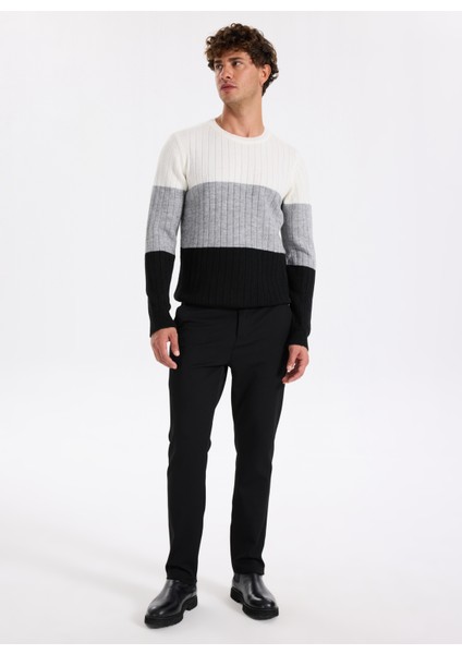 Bisiklet Yaka Slim Fit Düz Siyah Erkek Kazak F5WM-KZK 2272 fiyatları