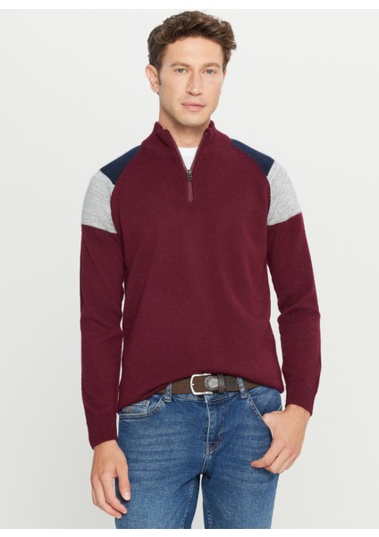 Bato Yaka Standart Lacivert - Bordo Erkek Kazak ACE049261481_BRL