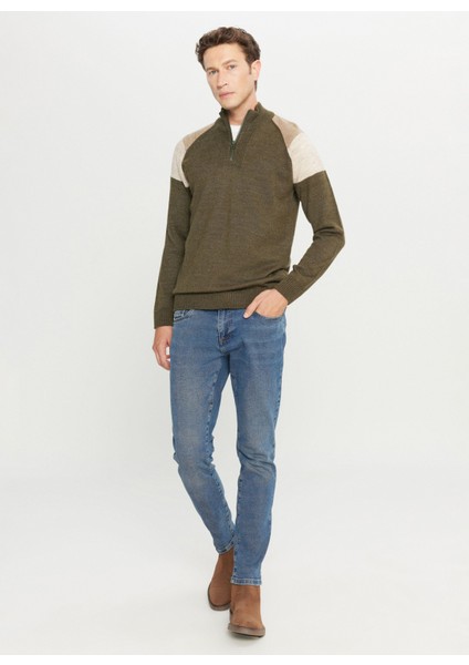 Bato Yaka Standart Bej - Haki Erkek Kazak ACE049261481_HAB fiyatları