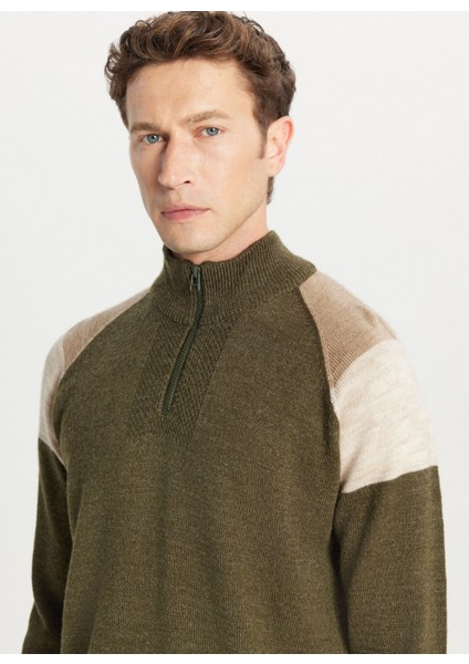 Bato Yaka Standart Bej - Haki Erkek Kazak ACE049261481_HAB fırsatları