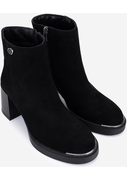Kadın Hakiki Deri Siyah Süet Topuklu Bot 51 9044 Bn Bot SK25-26 Sıyah Suet fiyatları
