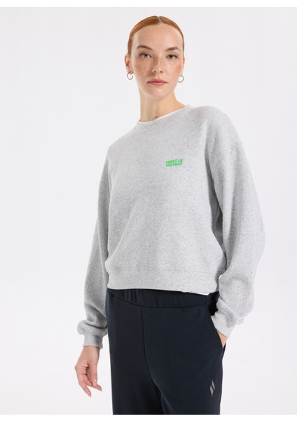 Yuvarlak Yaka Gri Kadın Sweatshırt EVO03AH25SUCCH