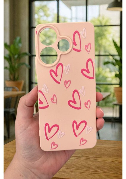 Xiaomi Redmi 13 4g Pembe Kalp Desenli Silikon Darbe Emici Klasik Korumalı Rubber Kılıf fiyatları