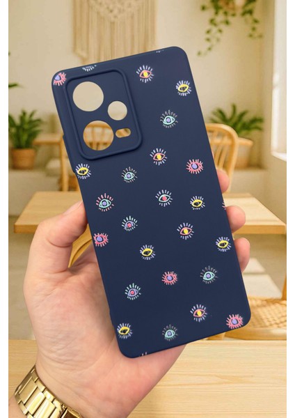 Xiaomi Redmi Note 12 PRO5G-MİNİ Evıl Eye Desenli Silikon Darbe Emici Klasik Korumalı Rubber Kılıf