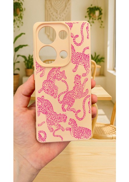Xiaomi Redmi Note 13 Pro 4g Pembe Leopar Desenli Silikon Darbe Emici Klasik Korumalı Rubber Kılıf fırsatları