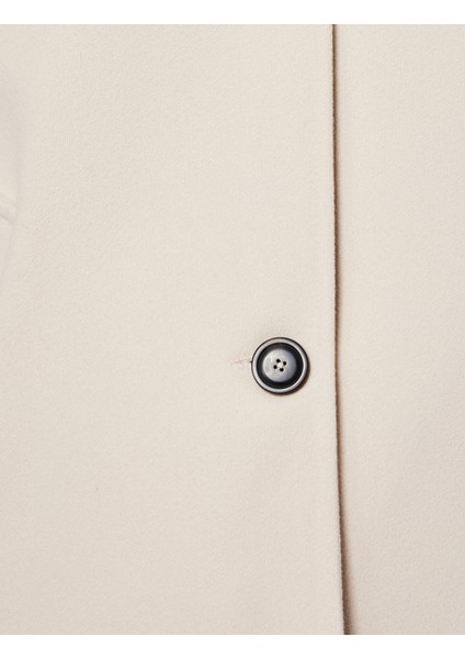 Uzun Kollu Cepli Düğmeli Çıkarılabilir Suni Kürk Yakalı Kaşe Kaban