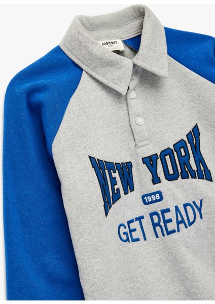 Nakışlı Uzun Kollu Polo Yaka Sweatshirt modelleri