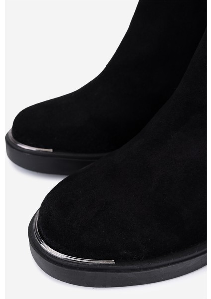 Kadın Hakiki Deri Siyah Süet Topuklu Bot 51 9044 Bn Bot SK25-26 Sıyah Suet modelleri