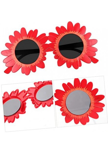 Kırmızı Renk Papatya Şekilli Parti Gözlüğü 18x10 cm