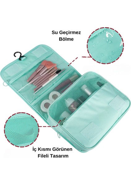 Seyahat Traş Makyaj Kişisel Bakım Kozmetik Ürünleri Çok Bölmeli Organizer Çanta