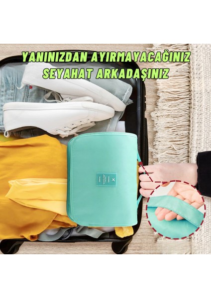 Seyahat Traş Makyaj Kişisel Bakım Kozmetik Ürünleri Çok Bölmeli Organizer Çanta