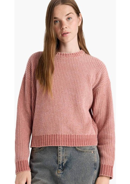 Regular Fit Bisiklet Yaka Şönil Kazak C6227AX25CW