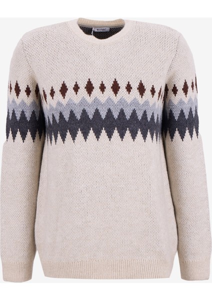 Bisiklet Yaka Normal Örgü Desenli Kırık Beyaz Erkek Kazak M5WM-KZK1553 fırsatları