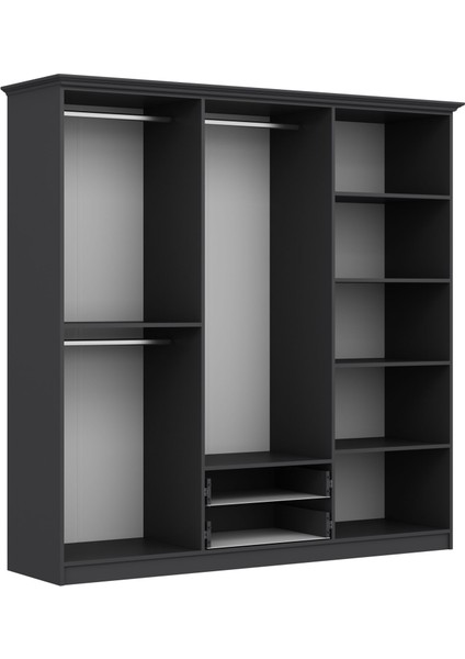 Bona Country 6 Mebran Kapaklı 2 Çekmeceli Gardırop-Antrasit indirimleri