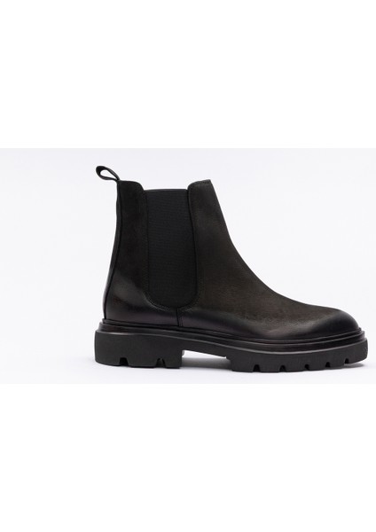 Erkek Kalın Tabanlı Tümyüz Lastikli Bot Siyah Nubuk Deri Syh Tbn fiyatları