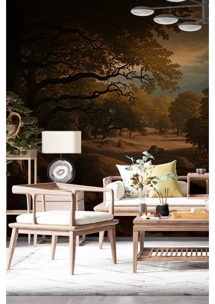 Doğa Manzara Desenli Tekstil Duvar Kağıdı Isı ve Ses Yalıtımlı