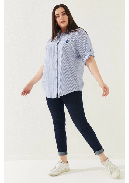 Büyük Beden Kadın Çizgili Gömlek – Rahat Kesim, Şık Tasarım modelleri