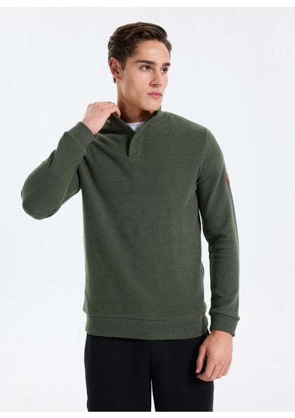 Dik Yaka Haki Erkek Sweatshırt 261 Lcm 241068 Luke Haki
