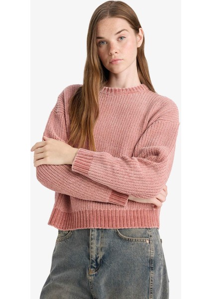 Regular Fit Bisiklet Yaka Şönil Kazak C6227AX25CW modelleri