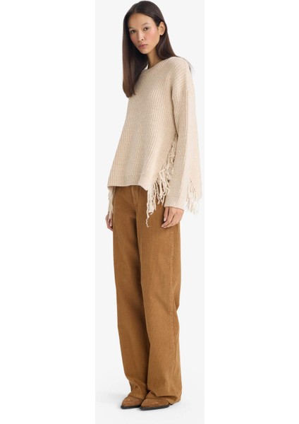 Straight Wide Fermuarlı Normal Bel Standart Boy Kadife Pantolon G1618AX25AU fiyatları