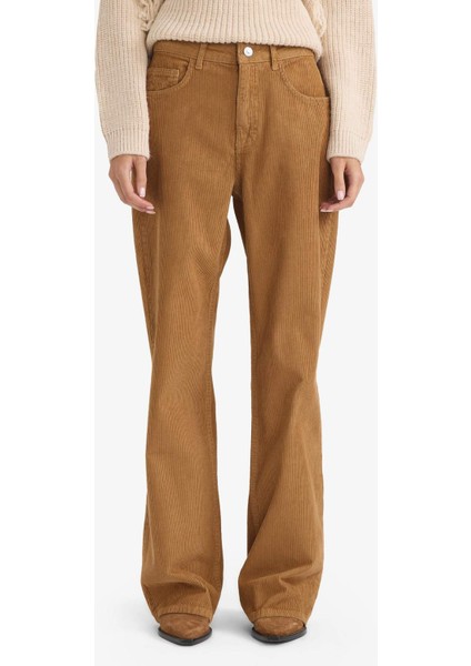 Straight Wide Fermuarlı Normal Bel Standart Boy Kadife Pantolon G1618AX25AU modelleri