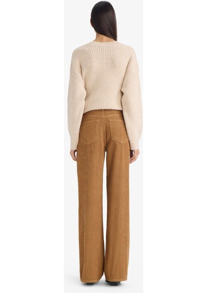 Straight Wide Fermuarlı Normal Bel Standart Boy Kadife Pantolon G1618AX25AU indirimleri