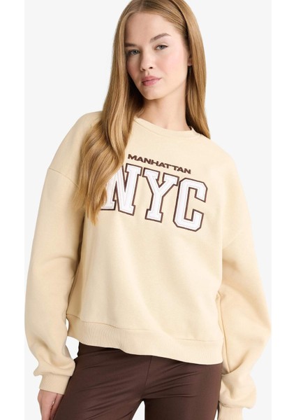 Regular Fit Bisiklet Yaka Baskılı Sweatshirt G5491AX25CW