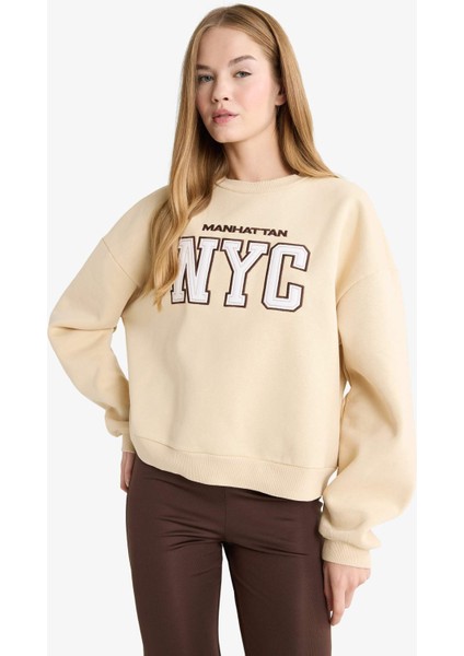 Regular Fit Bisiklet Yaka Baskılı Sweatshirt G5491AX25CW fırsatları