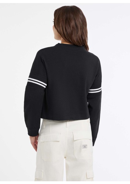 Yuvarlak Yaka Baskılı Siyah Kadın Sweatshırt Guess Jeans Kadın Sweatshirt fırsatları