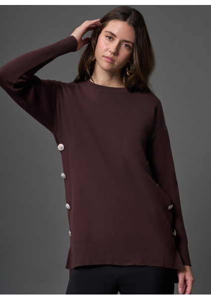 Bisiklet Yaka Düz Kahve Kadın Tunik M1MZ1030240013 fiyatları