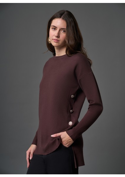 Bisiklet Yaka Düz Kahve Kadın Tunik M1MZ1030240013 modelleri