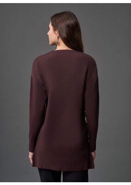 Bisiklet Yaka Düz Kahve Kadın Tunik M1MZ1030240013 fırsatları